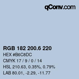 カラーコード: RGB 182 200.6 220 | qconv.com