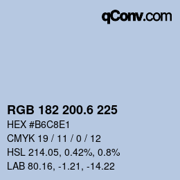カラーコード: RGB 182 200.6 225 | qconv.com