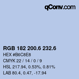 カラーコード: RGB 182 200.6 232.6 | qconv.com