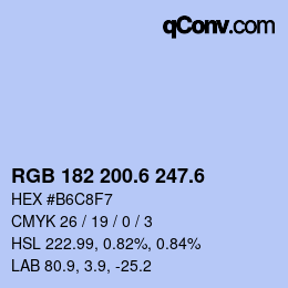 カラーコード: RGB 182 200.6 247.6 | qconv.com