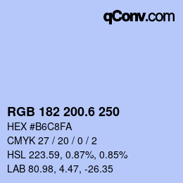 カラーコード: RGB 182 200.6 250 | qconv.com