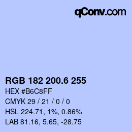カラーコード: RGB 182 200.6 255 | qconv.com