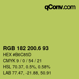 カラーコード: RGB 182 200.6 93 | qconv.com