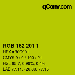 Color code: RGB 182 201 1 | qconv.com