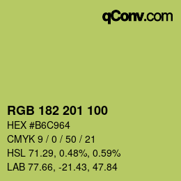 Color code: RGB 182 201 100 | qconv.com