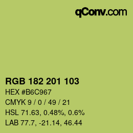 Color code: RGB 182 201 103 | qconv.com