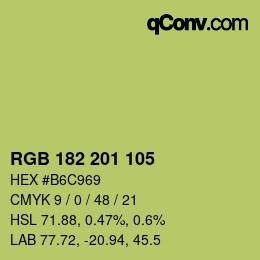 Color code: RGB 182 201 105 | qconv.com