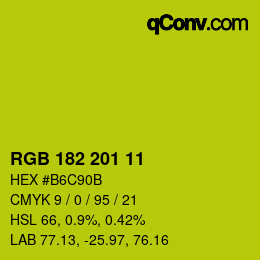 Color code: RGB 182 201 11 | qconv.com