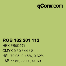 Color code: RGB 182 201 113 | qconv.com