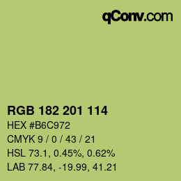 Color code: RGB 182 201 114 | qconv.com