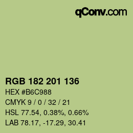 Color code: RGB 182 201 136 | qconv.com