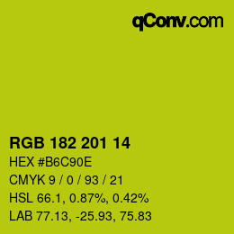 Color code: RGB 182 201 14 | qconv.com