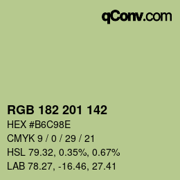 Color code: RGB 182 201 142 | qconv.com