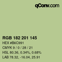 Color code: RGB 182 201 145 | qconv.com