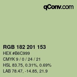 Color code: RGB 182 201 153 | qconv.com