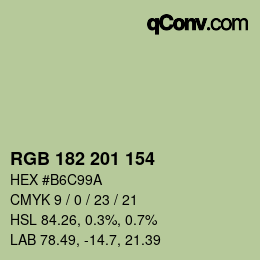 Color code: RGB 182 201 154 | qconv.com