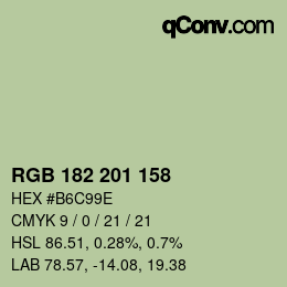 Color code: RGB 182 201 158 | qconv.com