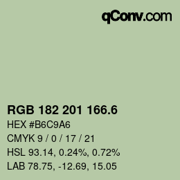 カラーコード: RGB 182 201 166.6 | qconv.com