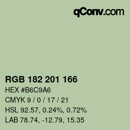 カラーコード: RGB 182 201 166 | qconv.com