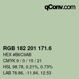 カラーコード: RGB 182 201 171.6 | qconv.com
