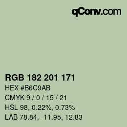 Color code: RGB 182 201 171 | qconv.com