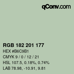 Color code: RGB 182 201 177 | qconv.com