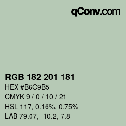 Color code: RGB 182 201 181 | qconv.com