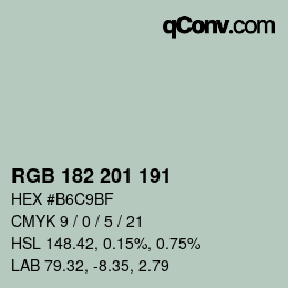 Color code: RGB 182 201 191 | qconv.com