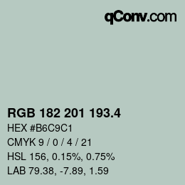 カラーコード: RGB 182 201 193.4 | qconv.com