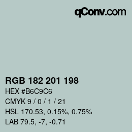 Color code: RGB 182 201 198 | qconv.com