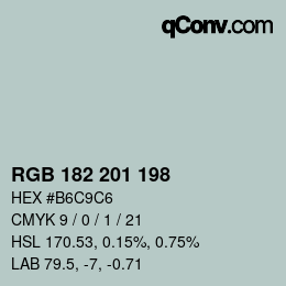 Farbcode: RGB 182 201 198 | qconv.com