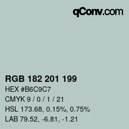 Color code: RGB 182 201 199 | qconv.com