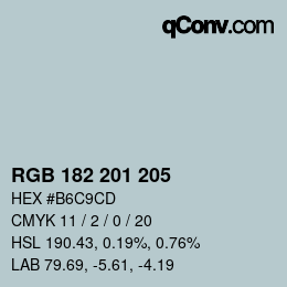 Color code: RGB 182 201 205 | qconv.com