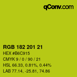 Color code: RGB 182 201 21 | qconv.com