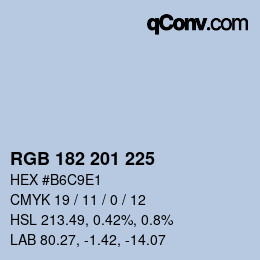 Color code: RGB 182 201 225 | qconv.com