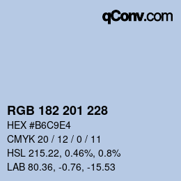 Color code: RGB 182 201 228 | qconv.com