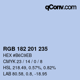 Color code: RGB 182 201 235 | qconv.com