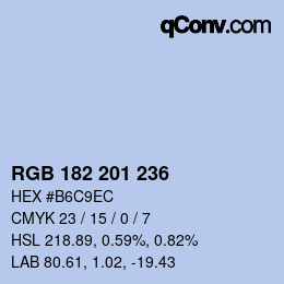 Color code: RGB 182 201 236 | qconv.com