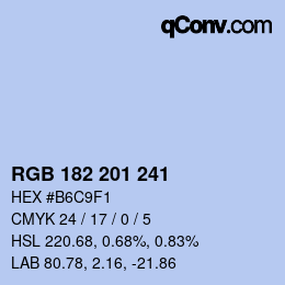 Color code: RGB 182 201 241 | qconv.com