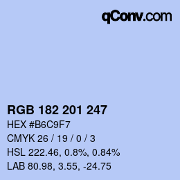 Color code: RGB 182 201 247 | qconv.com