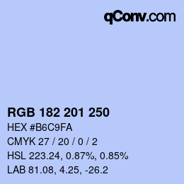 Color code: RGB 182 201 250 | qconv.com