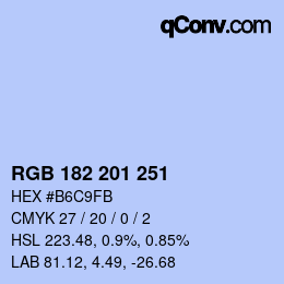 Color code: RGB 182 201 251 | qconv.com