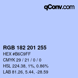 カラーコード: RGB 182 201 255 | qconv.com