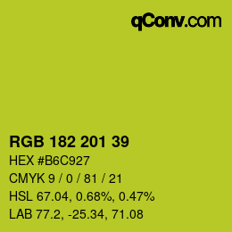 Color code: RGB 182 201 39 | qconv.com
