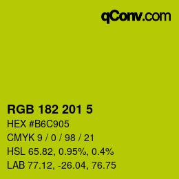 Color code: RGB 182 201 5 | qconv.com