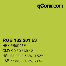 Color code: RGB 182 201 63 | qconv.com
