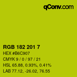 Color code: RGB 182 201 7 | qconv.com