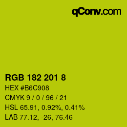 Color code: RGB 182 201 8 | qconv.com