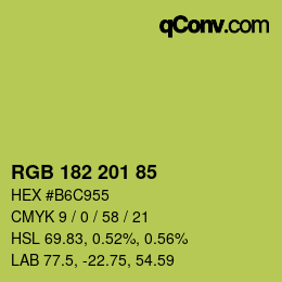 Color code: RGB 182 201 85 | qconv.com