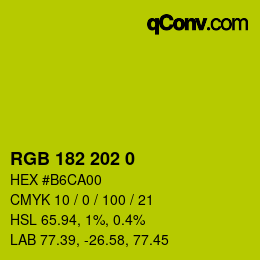 Color code: RGB 182 202 0 | qconv.com